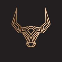 Bull head minimalist logo. Simple animal vector design.