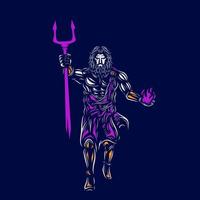 Hades the mythology logo line pop art portrait god colorful design with dark background. Abstract vector illustration.