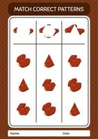 Match pattern game with dates fruit. worksheet for preschool kids, kids activity sheet vector