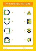 Match pattern game with mosque. worksheet for preschool kids, kids activity sheet vector