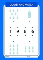 Count and match game with message bottle. worksheet for preschool kids, kids activity sheet vector