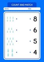 Count and match game with message bottle. worksheet for preschool kids, kids activity sheet vector