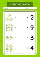Count and match game with coconut tree. worksheet for preschool kids, kids activity sheet vector