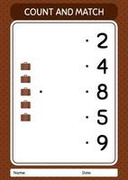 Count and match game with suitcase. worksheet for preschool kids, kids activity sheet vector