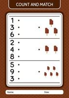 Count and match game with ice cream. worksheet for preschool kids, kids activity sheet vector