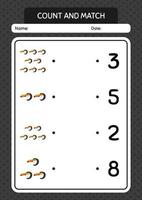 Count and match game with toucan. worksheet for preschool kids, kids activity sheet vector