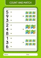 Count and match game with map. worksheet for preschool kids, kids activity sheet vector