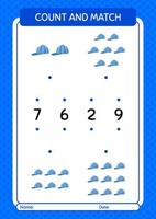 Count and match game with cap. worksheet for preschool kids, kids activity sheet vector