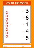 Count and match game with life buoy. worksheet for preschool kids, kids activity sheet vector