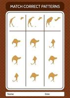 Match pattern game with camel. worksheet for preschool kids, kids activity sheet vector