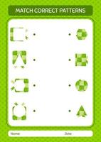 Match pattern game with ketupat. worksheet for preschool kids, kids activity sheet vector