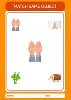 Match with same object game ramadan icon. worksheet for preschool kids, kids activity sheet vector