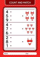 Count and match game with underwear. worksheet for preschool kids, kids activity sheet vector