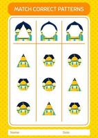 Match pattern game with mosque. worksheet for preschool kids, kids activity sheet vector