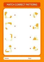 Match pattern game with mosque. worksheet for preschool kids, kids activity sheet vector