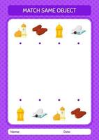 Match with same object game ramadan icon. worksheet for preschool kids, kids activity sheet vector