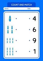 Count and match game with surfboard. worksheet for preschool kids, kids activity sheet vector