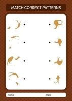 Match pattern game with camel. worksheet for preschool kids, kids activity sheet vector