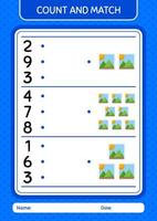 Count and match game with photograph. worksheet for preschool kids, kids activity sheet vector