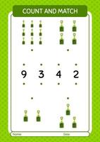 Count and match game with sand shovel. worksheet for preschool kids, kids activity sheet vector