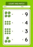 Count and match game with monstera leaf. worksheet for preschool kids, kids activity sheet vector