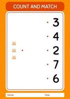 Count and match game with sand palace. worksheet for preschool kids, kids activity sheet vector