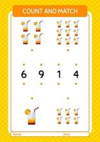 Count and match game with cocktail. worksheet for preschool kids, kids activity sheet vector