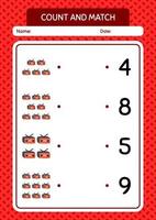 Count and match game with radio. worksheet for preschool kids, kids activity sheet vector