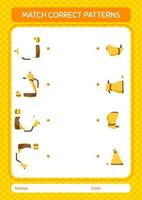 Match pattern game with arabic teapot. worksheet for preschool kids, kids activity sheet vector