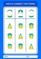 Match pattern game with arabic lantern. worksheet for preschool kids, kids activity sheet vector