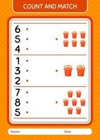 Count and match game with sand bucket. worksheet for preschool kids, kids activity sheet vector