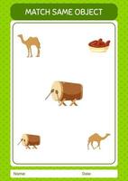 Match with same object game ramadan icon. worksheet for preschool kids, kids activity sheet vector