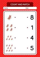 Count and match game with beach bench. worksheet for preschool kids, kids activity sheet vector