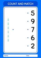Count and match game with message bottle. worksheet for preschool kids, kids activity sheet vector