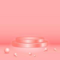 podio de cilindro rosa suave con escena waal mínima. Estilo 3d, simple, moderno, colorido y elegante. adecuado para pedestal, exhibición de productos y escaparate de escenario vector