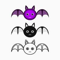 cute bat icon. cartoon, color, silhouette and line style. suitable for logo, icon, mascot, symbol or sign vector