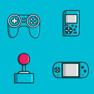 Joystick game console flat design vector. Colorful logo with soft background. Abstract graphic illustration.