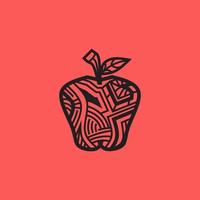 logotipo minimalista de manzana. diseño simple de vectores de frutas. aislado con fondo suave.