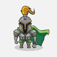 Cute knight character illustration. Simple cartoon vector design. Isolated with soft background.
