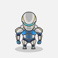 Cute robot cyborg character illustration. Simple cartoon vector design. Isolated with soft background.