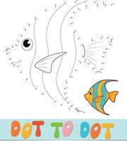 Dot to dot puzzle. Connect dots game. fish vector illustration