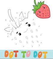 Dot to dot puzzle. Connect dots game. Strawberry vector illustration