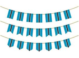 Botswana flag on the ropes on white background. Set of Patriotic bunting flags. Bunting decoration of Botswana flag vector