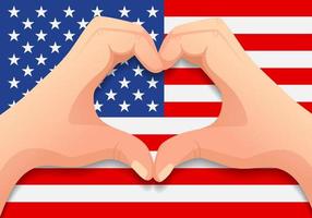 United States flag and hand heart shape vector