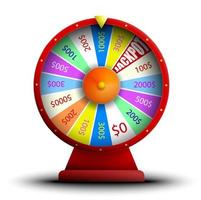 wheel of fortune, jackpot, main prize. Luck, casino and gambling. Spin the roulette, try your luck. Realistic bright vector