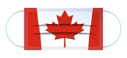 Icon, medical mask in style of canadian flag. Respiratory protection. Isolated vector on white background