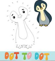 Dot to dot puzzle. Connect dots game. penguin vector illustration