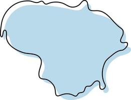 Stylized simple outline map of Lithuania icon. Blue sketch map of Lithuania vector illustration