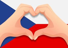 Czech Republic flag and hand heart shape vector