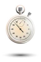 realistic white gold mechanical stopwatch with hands and clock face. Countdown, speed measurement. Color vector